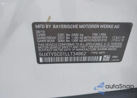 2020 BMW X3 xDrive30I z USA, uszkodzony, nr VIN 5UXTY5C01LLT34862